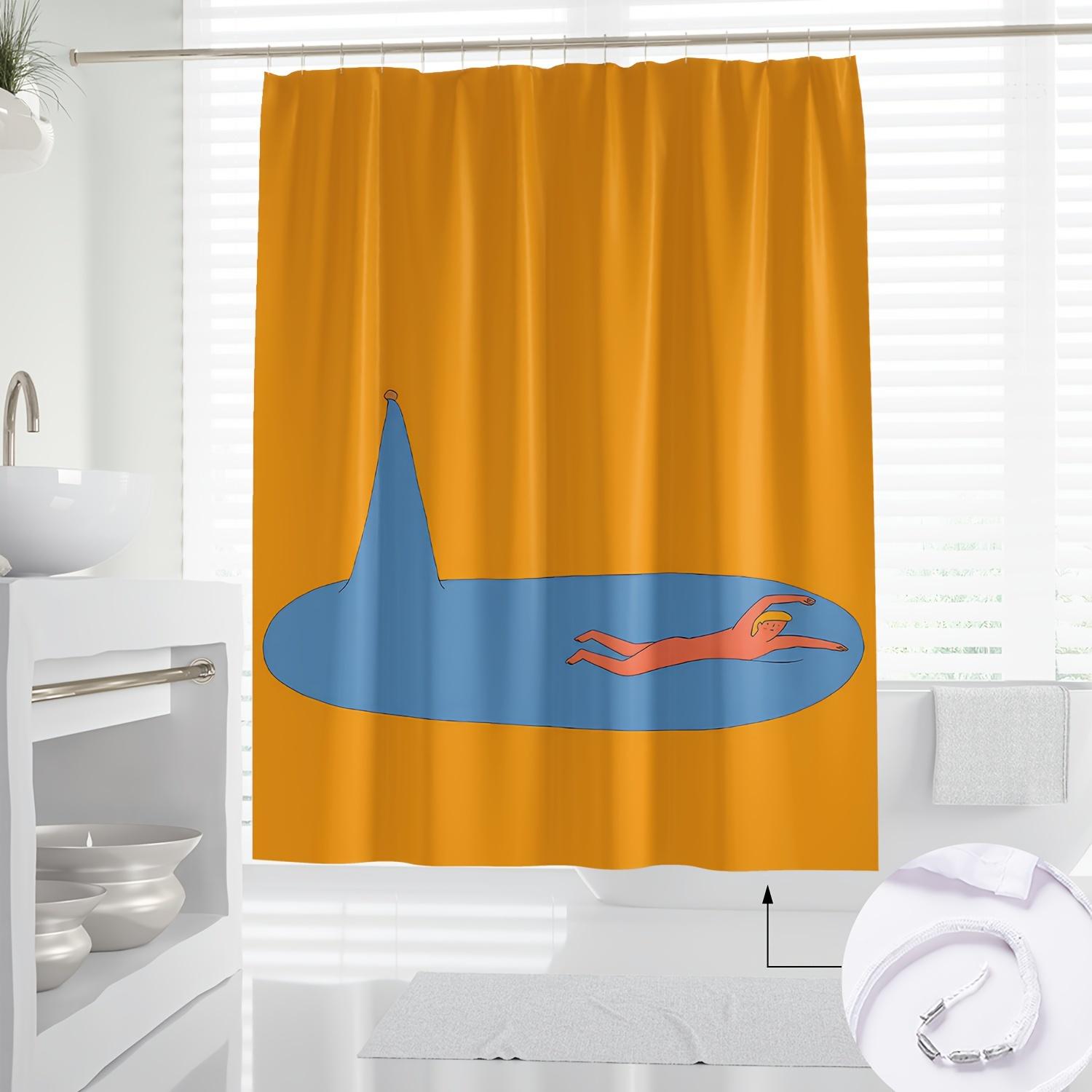 

1Pc Nordic Modern Minimalist Hand-Drawn Line Art Colorful Bathroom Decor Digital Print Shower Curtain, Polyester Fabric, Machine W60H190(CM)-1 Pcs