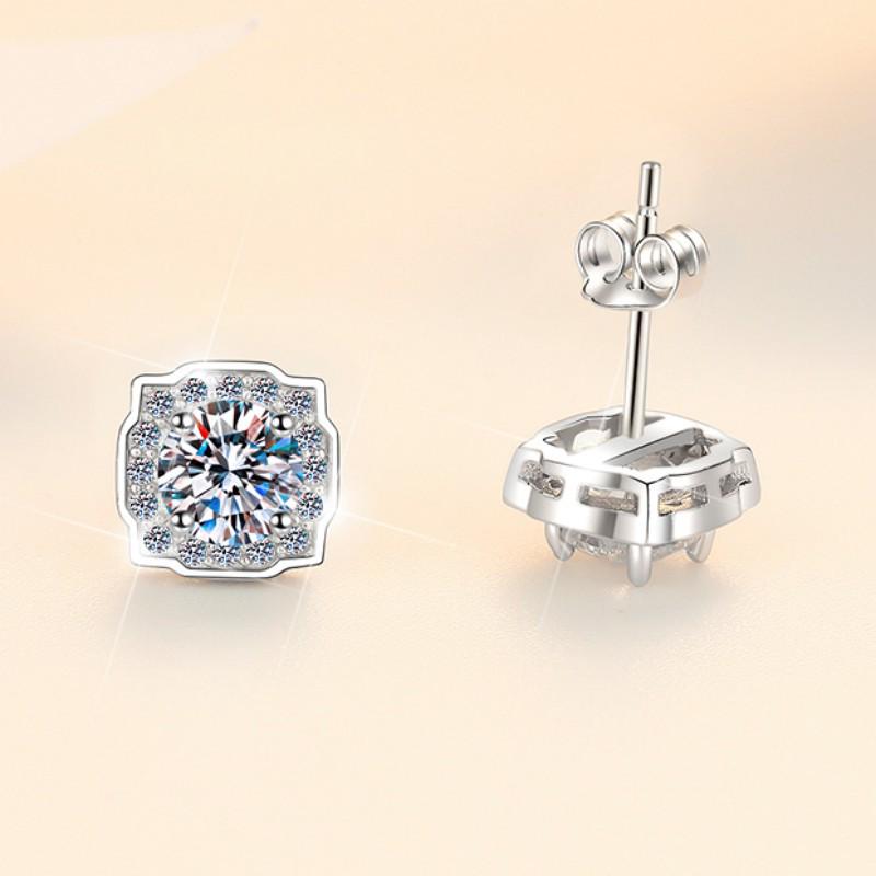 

Моиссанит цвета D, серебро 925 пробы, серьги-пусеты с четырьмя крапанами для женщин - Мода в стиле Гарри Super Sparkling Zircon 0.5ct