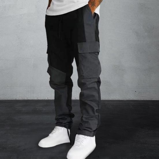 Pantaloni sportivi da uomo Patchwork Elastico in vita Colori larghi abbinati Multi tasche Pantaloni cargo casual a vita media morbidi e traspiranti Pantaloni lunghi da uomo