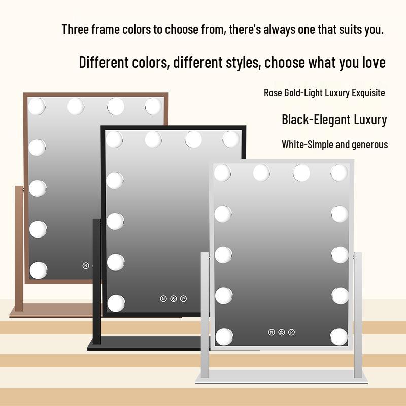 Large LED Lighted Makeup Vanity Mirror Square Portable Beauty Mirror