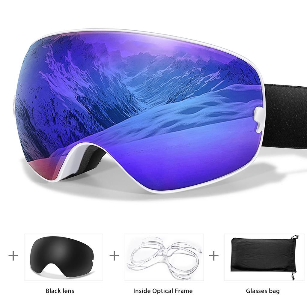 Men Women Outdoor Sports Ski Goggles Anti-fog Snowboarding Snowmobile Glasses UV400 Charngeable Lens Teen Charistmas Cycling