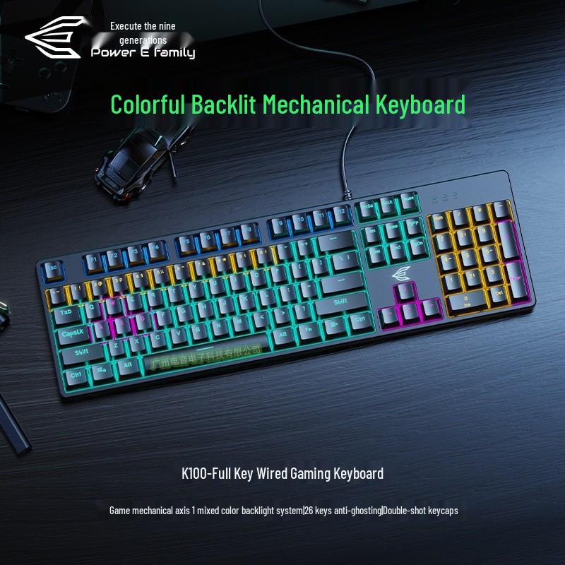 AOC GK410 Wired Mechanical Keyboard, USB, RGB Lighting, Green/Black Switches for Gaming