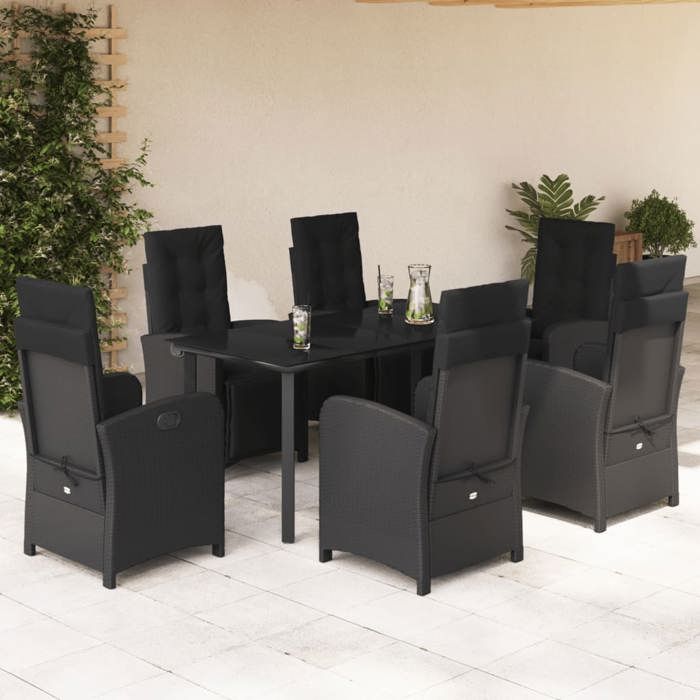 VidaXL Ensemble à Manger de Jardin avec Coussins 7 pcs, Table et Chaises de Patio, Meubles d'Extérieur Terrasse, Moderne, 3212539