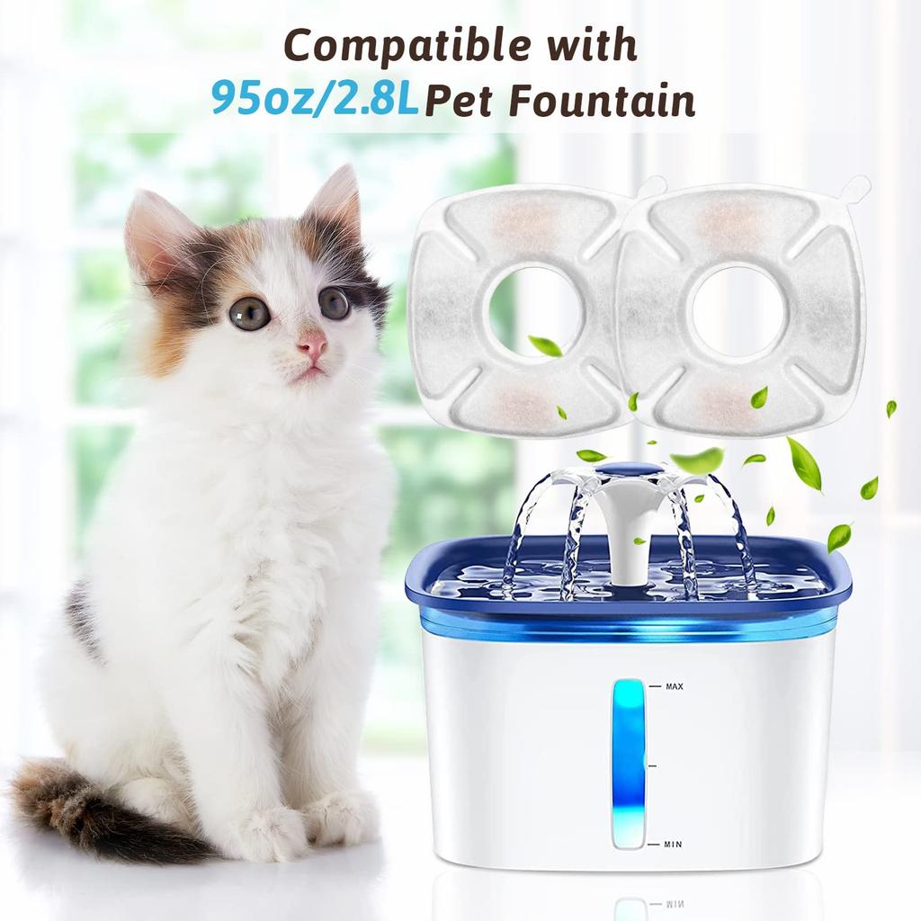 Pet Water Fountain Replacement Filters 8/12/24Set Cat Drinking Triple Filtration System Filter Sponges for Cat Water Dispenser