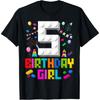 5th Birthday Girl Master Builder 5 Years Old Building Block T-Shirt