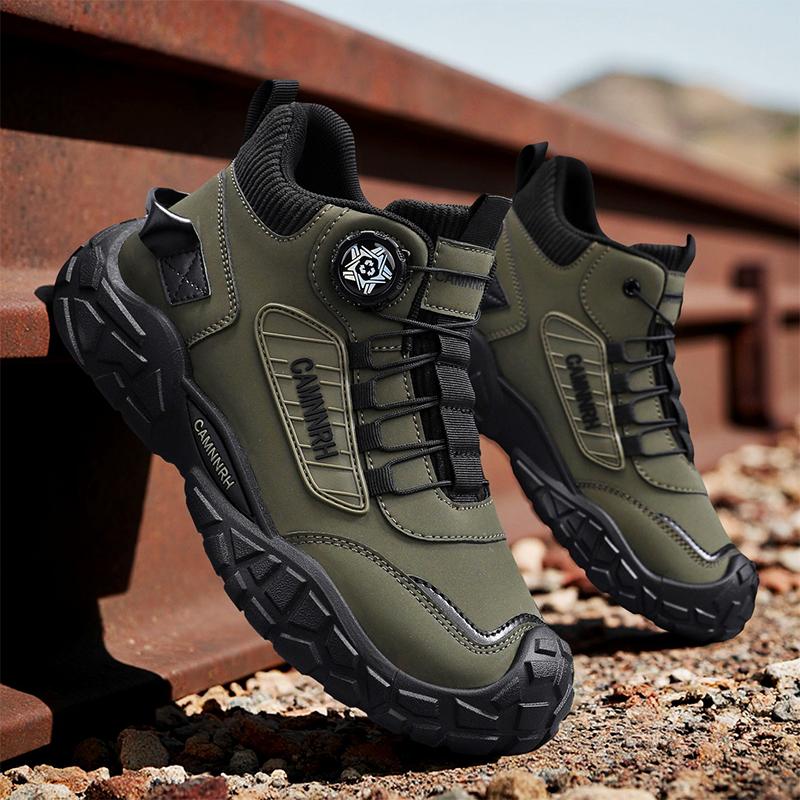 New Winter Outdoor Mountaineering Sports Casual Thick-soled Work Boots, Retro Men's Shoes with Swivel Buttons, Easy To Wear.