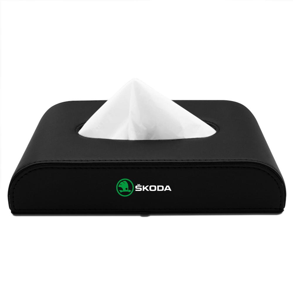 zbfwl3 1PC PU Leather Tissue Box Car Tissue Box Interior Storage Box For Skoda Kodiaq Octavia 2 3 Yeti Karoq Rapid Fabia S A5 Kamiq VII