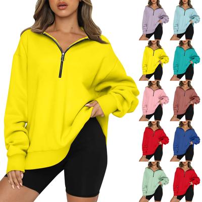 Women's Casual Fashion Solid Colour Zip Long Sleeve Top