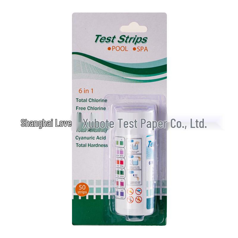 Cross-Border 6-in-1 Water Test Strips: pH, Total Hardness, Chlorine & Alkalinity