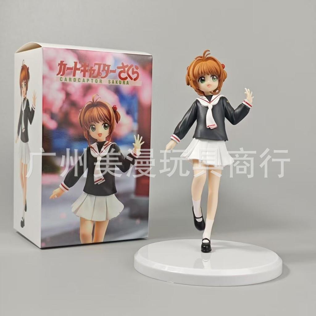 Cardcaptor Sakura Anime Figurines Sakura Kinomoto Tomoyo Daidouji School Uniform Standing 16Cm Collectible Model For Anime Fans