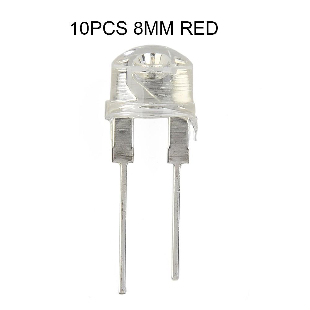 10 STÜCK 8MM Strohhut Inline LED Lampe Leuchtdiode Weiß Rot Blau 0.5W