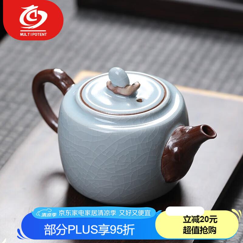 MULTIPOTENT Ru Kiln Ceramic Teapot, Tea Brewing Pot, Single Pot, Never Give Up, 220ml Gift Box Set, Souvenir Present