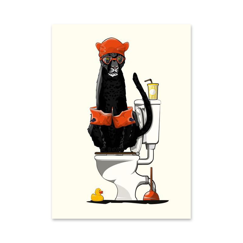 Plakaty i wydruki ze zwierzętami w stylu nordyckim do łazienki Obrazy na płótnie w stylu retro Obrazy ścienne do salonu Dekoracja domu