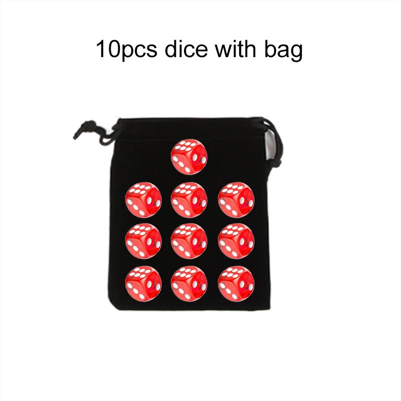 10pcs 14mm Round Corner Game Dice Set with Bag 6-Sided Acrylic Transparent Dices for Tabletop Game Entertainment Party Games TMZ