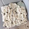 Cotton Sleepwear Set Women Summer Thin Short Sleeve Shorts Comfortable Home Wear For Relaxing
