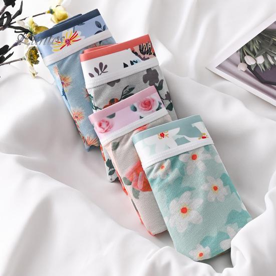 Boksere for menn Ultratynt mesh-trykt mellom midje Hurtigtørkende fukttransporterende Plus Size Homewear Sleep Shorts Sommerunderbukser