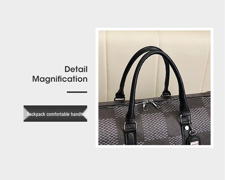 Checkered Leather Water-Resistant Crossbody Travel & Gym Bag Pillow Bag