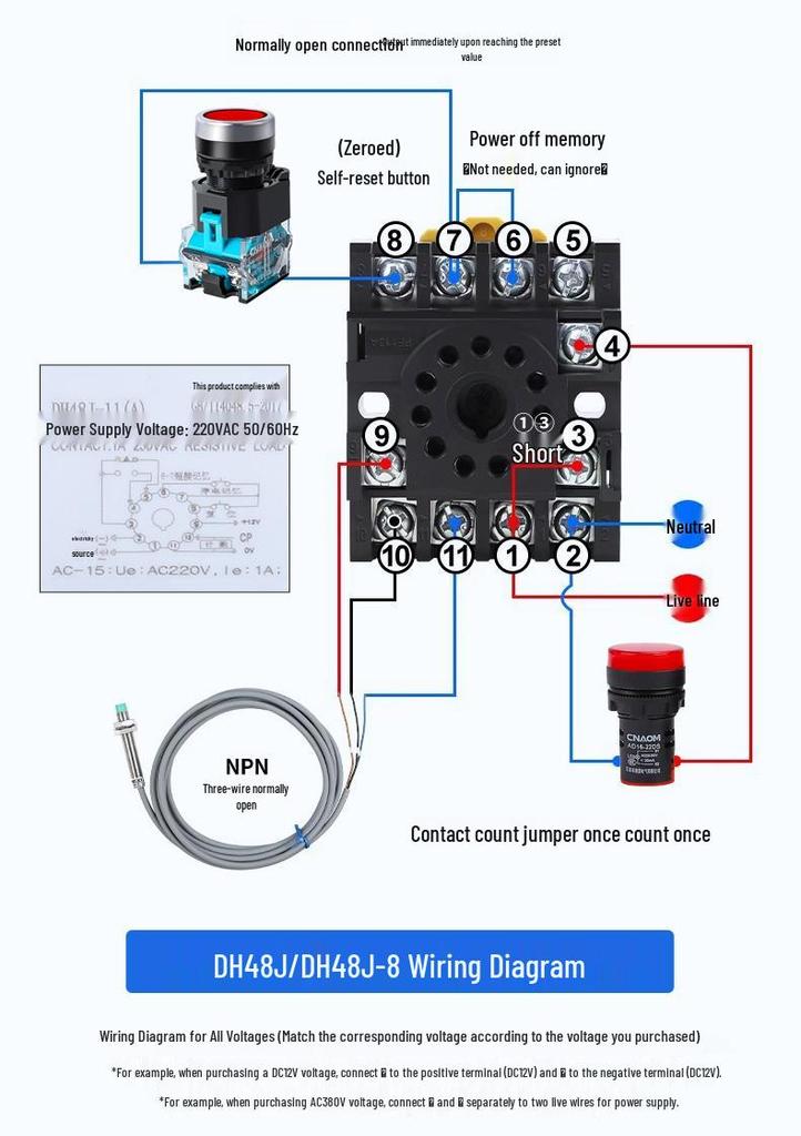 Industrial Digital Display Counter DH48J-8, High Precision 11A, Power Failure Memory, for Automated Punch Press.