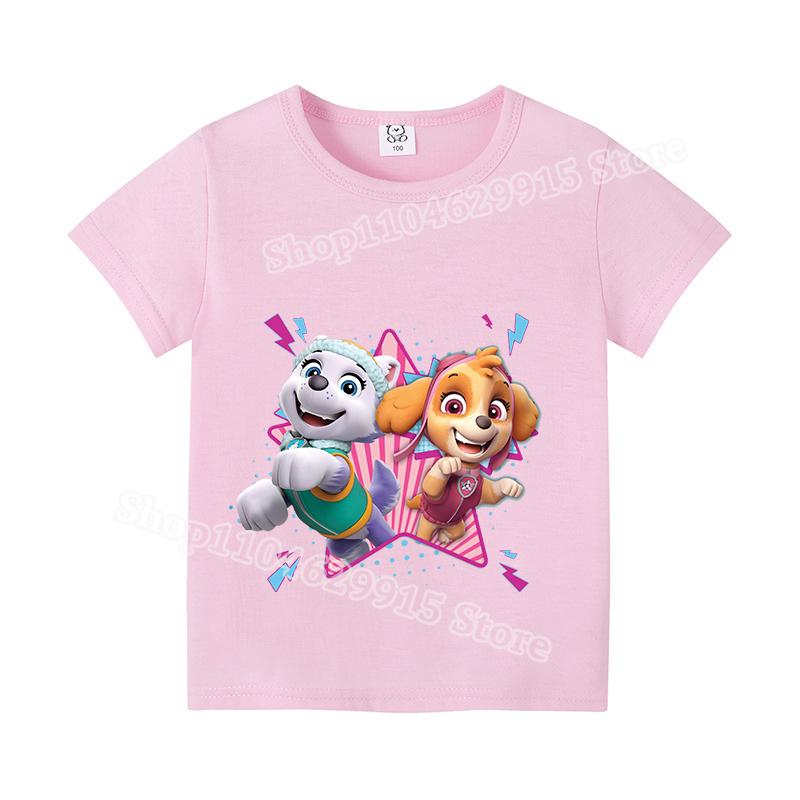 Girls' Fashionable Cute Tops Summer Breathable Clothing Birthday Gift Children's Gift Paw Patrol T-Shirt Cartoon Anime Skye Everest Character Print