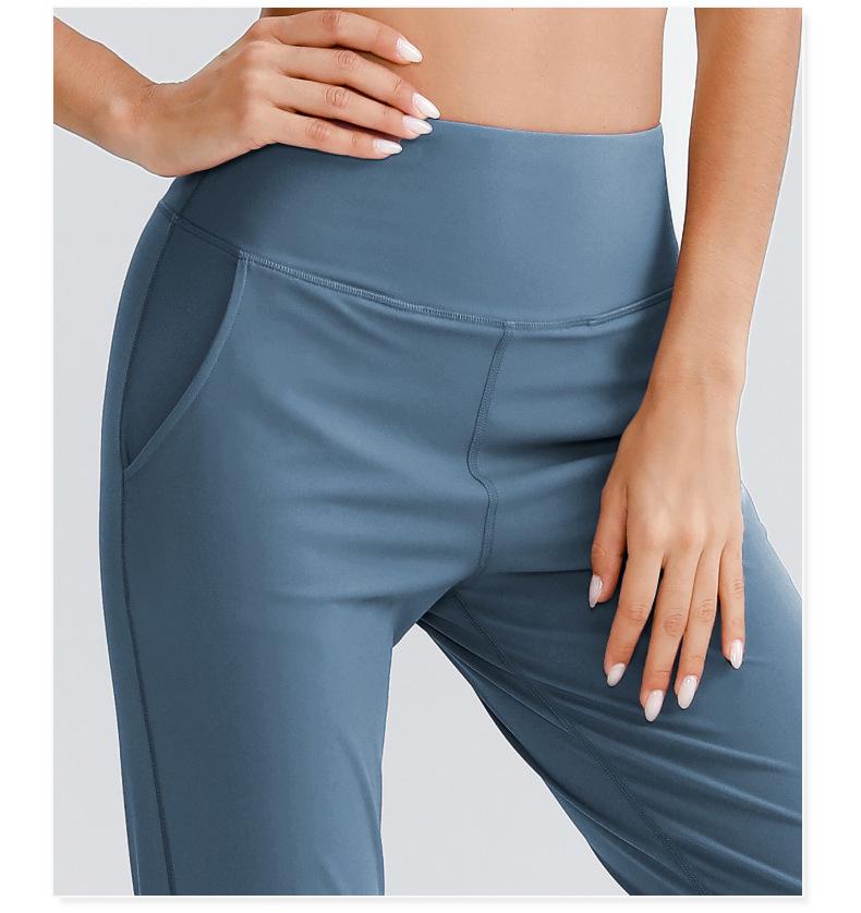 Women's Cross-border Europe Elastic Pocket Yoga Joggers: Loose, Slimming, Solid Color Fitness Pants