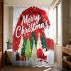 1pc Merry Christmas, Christmas Tree Printed Waterproof Shower Curtain, Privacy Hanging Curtain with 12 Hooks, Multiple Sizes
