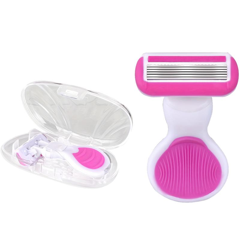 

Портативная женская безопасная бритва с 6 лезвиями для бритья тела, лица, зоны бикини, подмышек, для удаления волос, ручной инструмент для бритья с дорожным футляром