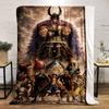 A powerful giant figure looms over a group of diverse, dynamic characters. for all seasons blanket lunch break throw gift