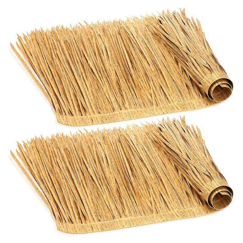 2Pcsthatch Roofing Artificial Palm Thatch Rolls For Outdoor Hawaiian Party Decor For Tiki Bars, Parties, Gardens & Fences