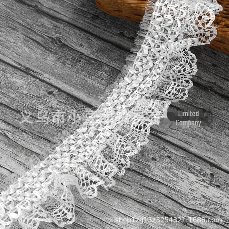 

Эластичное плиссированное кружево: Универсальная декоративная ткань для одежды, аксессуаров, нарядов для домашних животных и упаковки (3 выстрела) белый