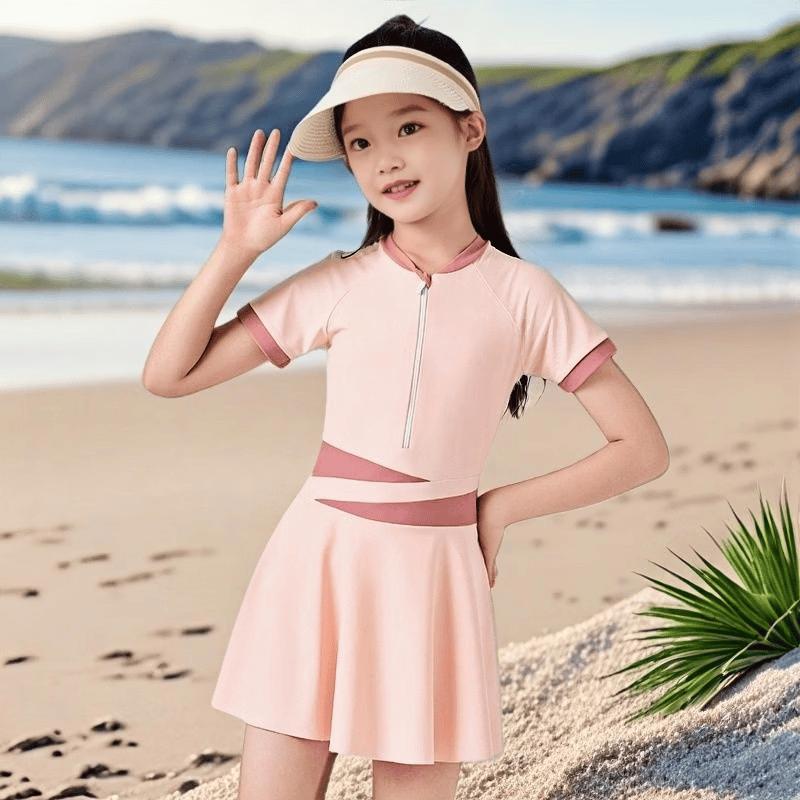 Girls' Sun-Protective Quick-Dry Split Swimsuit