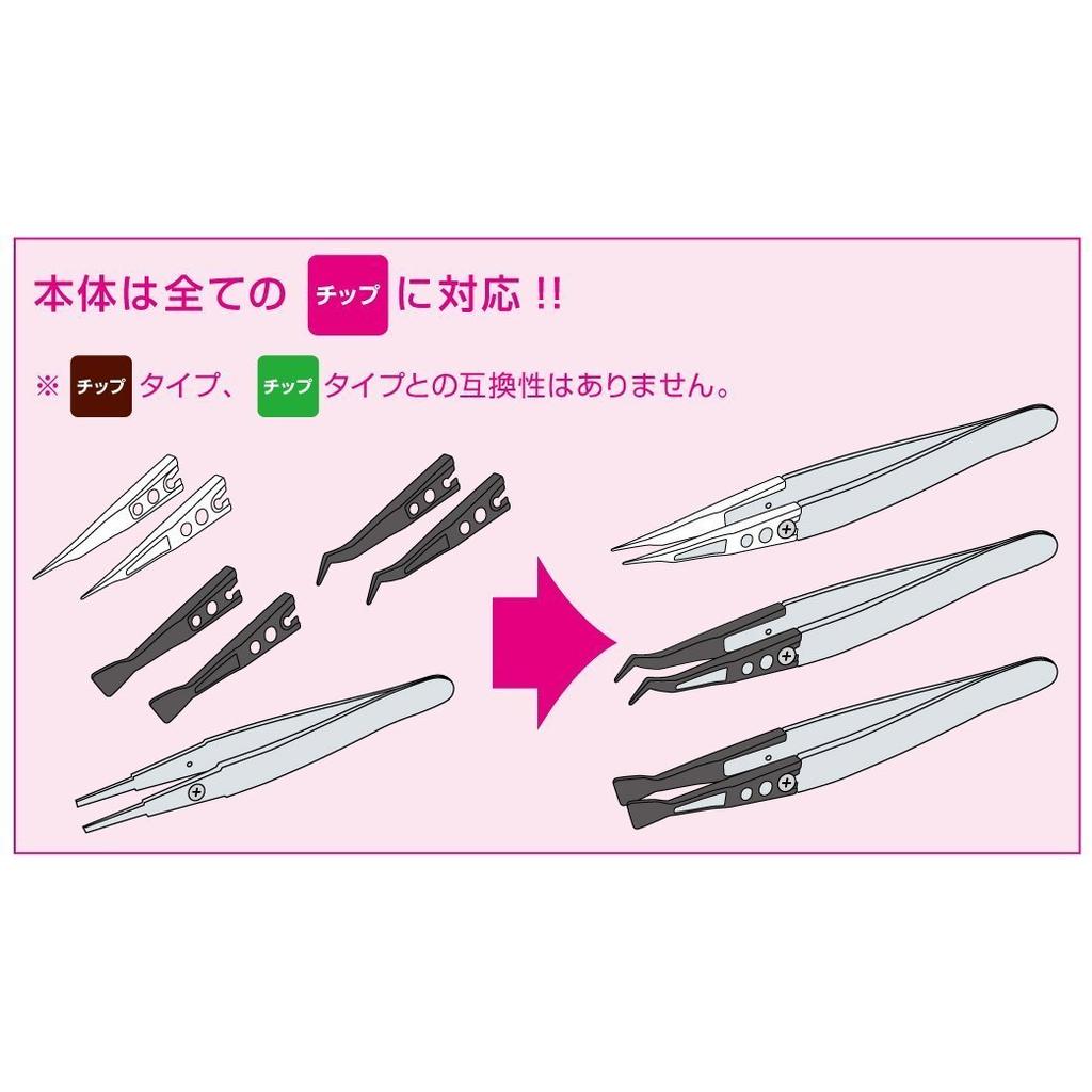 HOZAN ESD Tip Tweezers, Anti-Static, 1.0mm Tip Width (R-Shaped), 125mm Length, Stainless Steel, Tip: PEEK P-642-S
