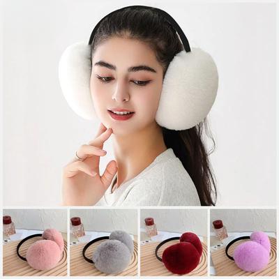 100% Přírodní kožešinové náušníky pro ženy Zimní kožešinové náušníky Měkké teplé chlupaté náušníky Pravé králičí náušníky Rex pro dívky Dárek