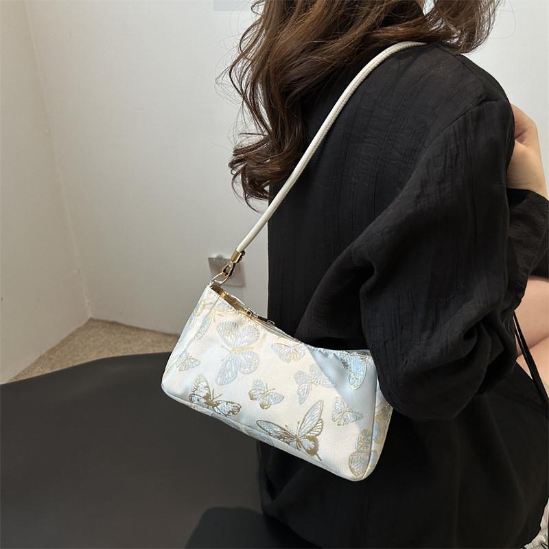 Trendy Canvas Crescent Bag For Women In Leaf Tree And Butterfly Colors Perfect For Summer