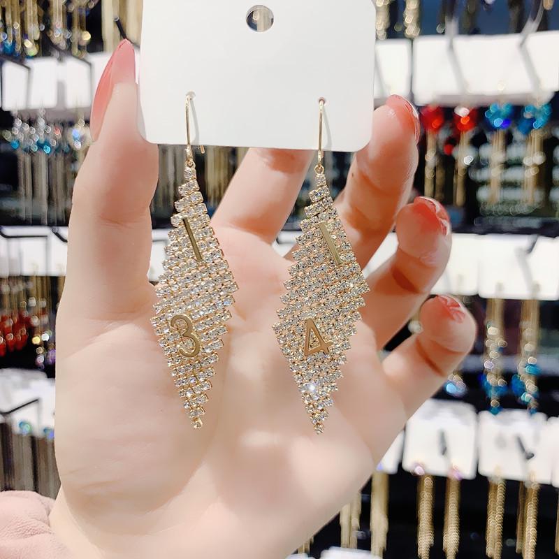 S925 Silbernadel Luxus Diamant Quaste Ohrstecker - Damenschmuck für Gesellschaftsdamen Hängeohrringe