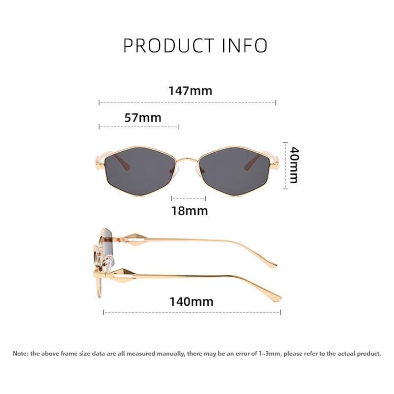 Occhiali da Sole Metallici alla Moda a Forma di Rombo Occhiali Distintivi con Montatura Piccola Protezione Solare da Esterno Classici Occhiali da Guida
