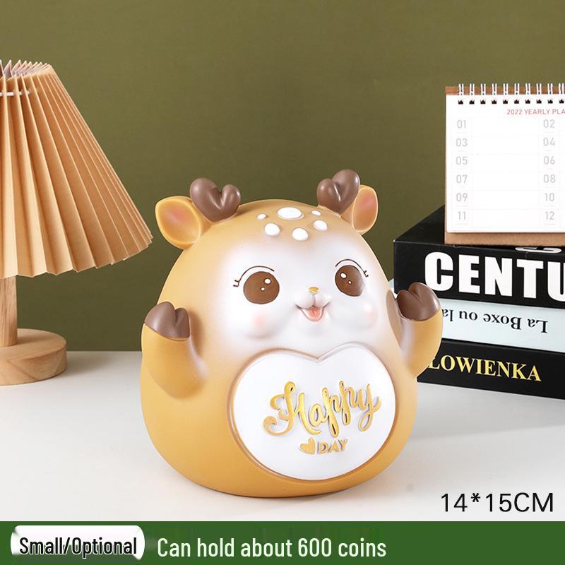New Deer Cartoon Large Piggy Bank: Net Red Savings Bank for Girls, Kids' Gift