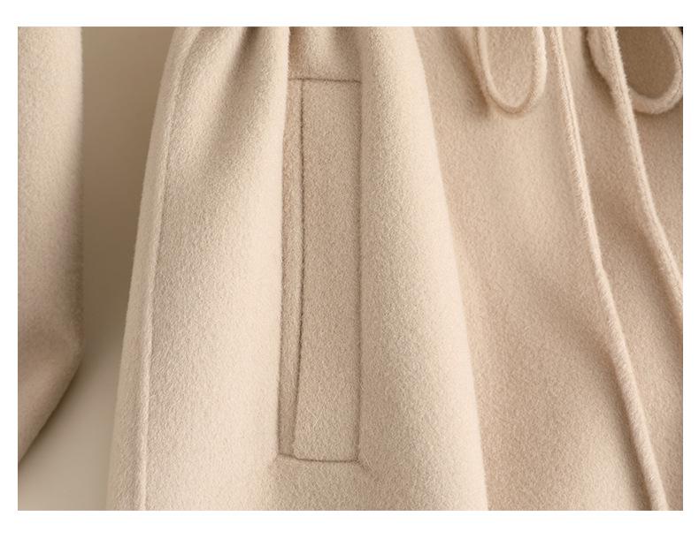 2024 Autumn/Winter Women's Long Double-Faced Wool Coat - Over-the-Knee, Slimming, High-End Wool Blend.