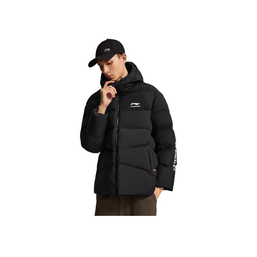 Li Ning CBA Loose Fit Hooded Graphic Logo Cotton Jacket Men jackets AJMV069-1