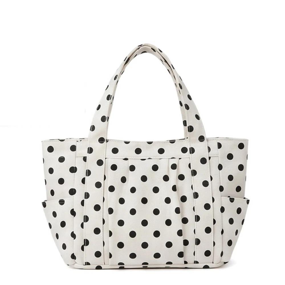 Canvas Polka Dot Shoulder Bag Sweet Handbag Versatile Tote Bag Women