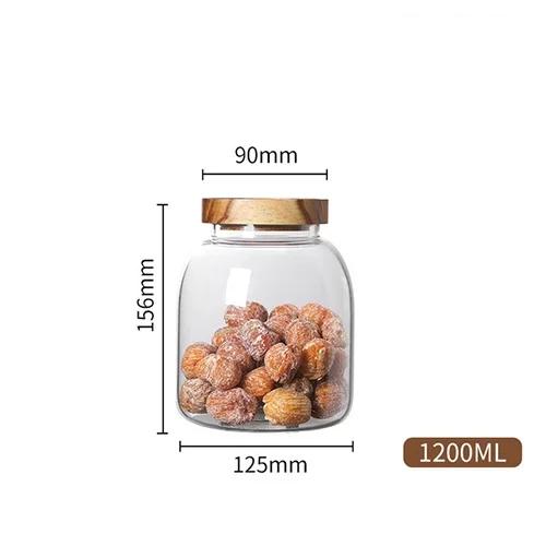  3L Kitchen Glass Jars With Acacia Airtight Lid For Flour And Sugar Baby Food Container Heat Resistant Transparent Glass