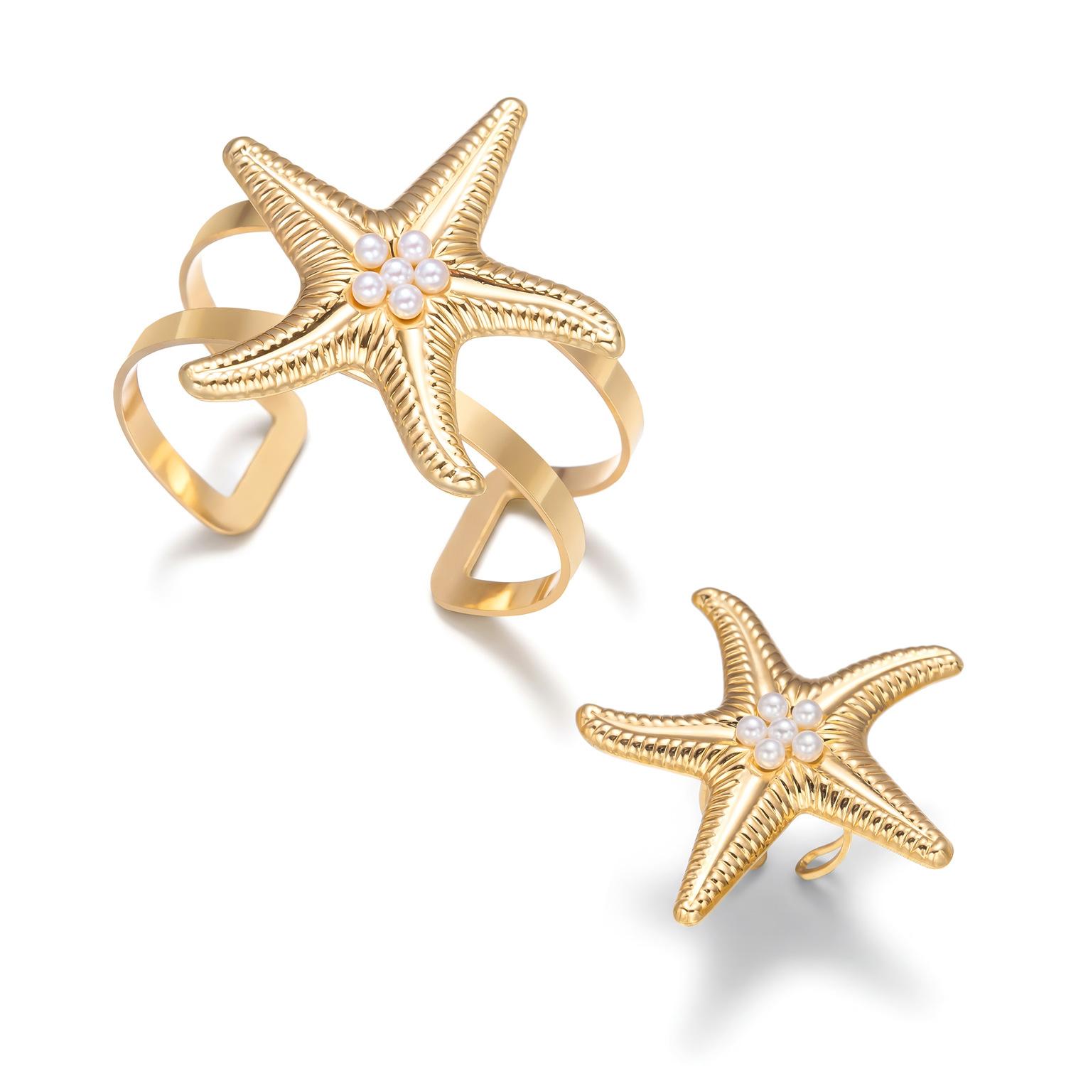 

Women s New Bohemian Style Starfish and Conch Exaggerated Geometric Bracelet - Vacation Style Versatile Jewelry 3