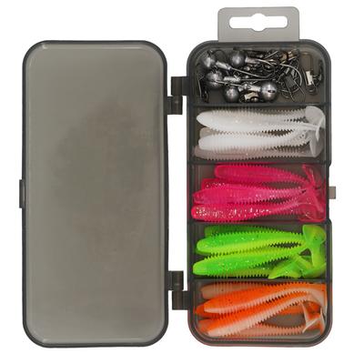 Esche da Pesca Morbide 35 pezzi Set di Esche in Plastica Morbida con Scatola per Pesca alla Trota Pesce Rosso Acqua Salata/Dolce