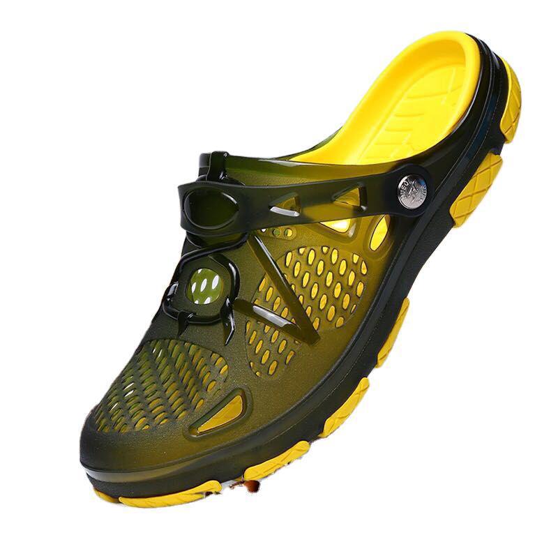 Sandales homme antidérapantes imperméables été chaussures à trous sandales homme chaussures de plage mode décontractée demi-pantoufles 802