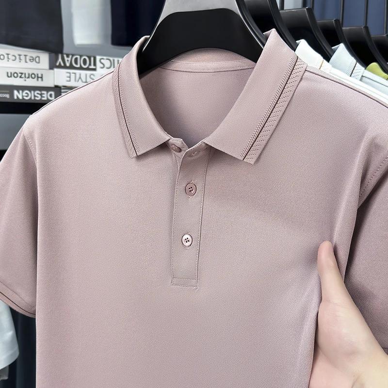 New Men's Business Casual Short Sleeved Shirt Solid Color Polo Shirt Fashionable Breathable Comfortable Versatile Top