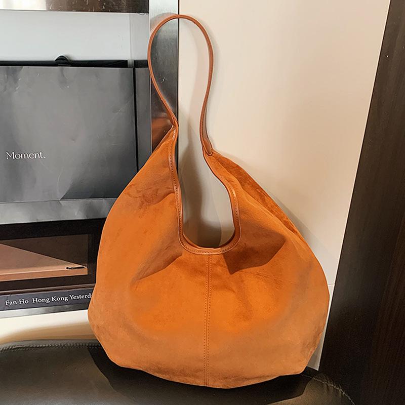 Large capacity suede tote bag women's 2025 new autumn daily shoulder bag underarm bag commuter messenger bag