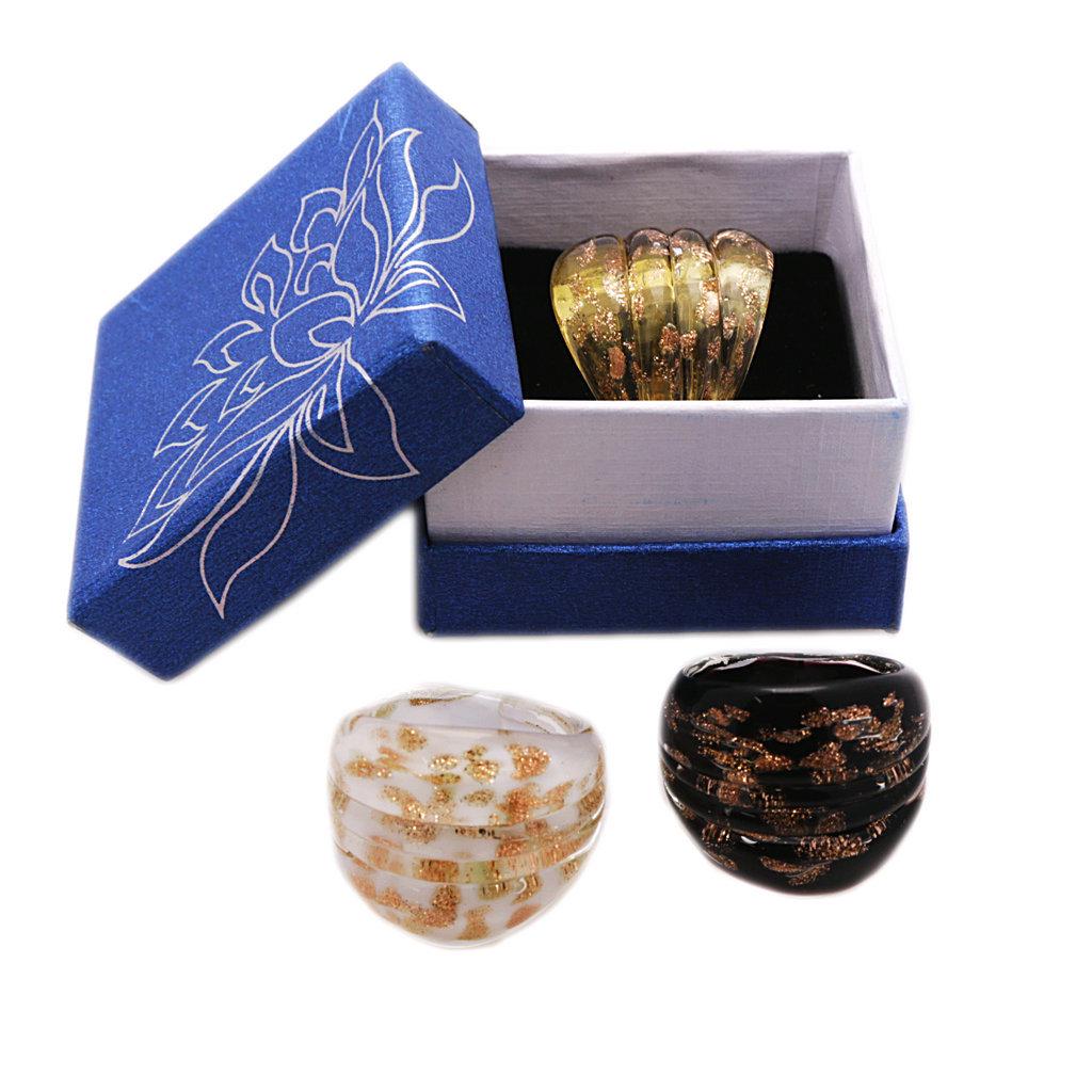 

Handmade Snowflake Glass Ring: Chinese Style in Black, White, and Orange чорний