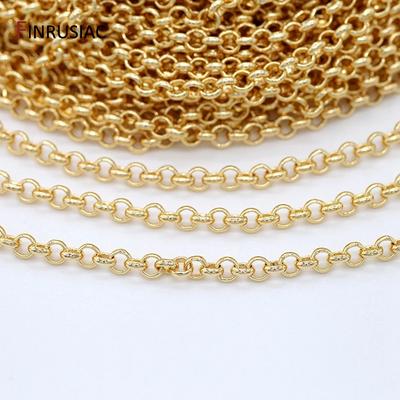 14k Gold Plated Brass 2/3/4/5.5mm Cable Link Chain Accessories For Jewellery Making, DIY Bracelet Necklace Chain Spool Wholesale