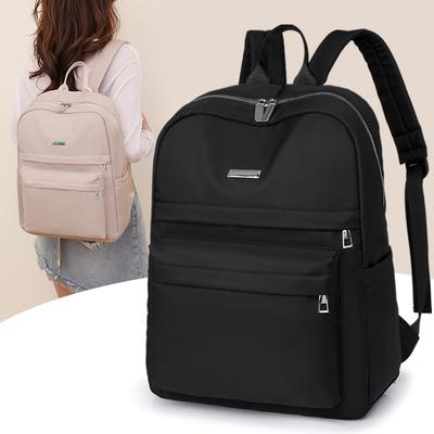 Women Solid Color Large Capacity Backpack Nylon Water-Repellent Backpack KTY