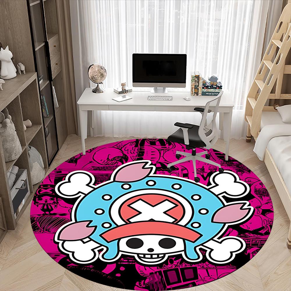 1pc One Piece Pirate Flag Skull Office Round Area Rug, Under Office Chairs Bedroom Living Room Home Decor  A1022132