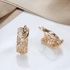 Champagne Gold Geometric Hollow Carved Earrings For Women Elegant Personalized Temperament Studs Fine Jewelry